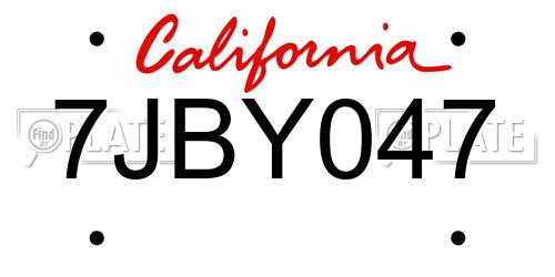 7JBY047 California License Plate