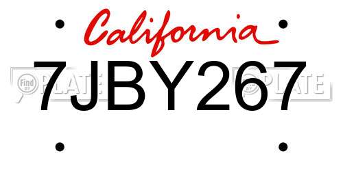 7JBY267 California License Plate