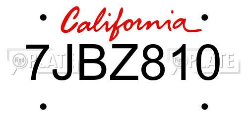 7JBZ810 California License Plate