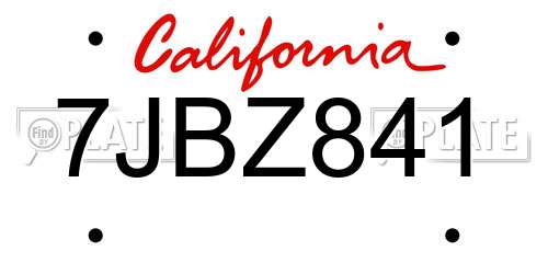 7JBZ841 California License Plate
