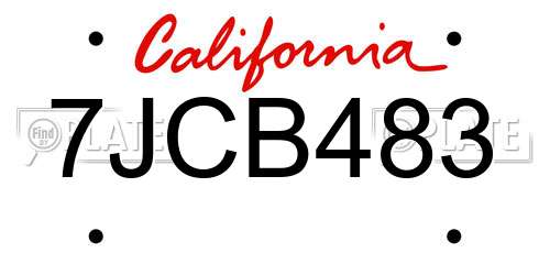 7JCB483 California License Plate