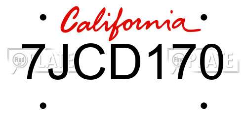 7JCD170 California License Plate
