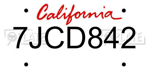 7JCD842 California License Plate