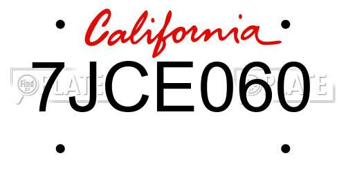7JCE060 California License Plate