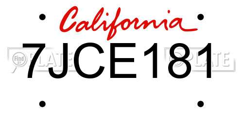 7JCE181 California License Plate
