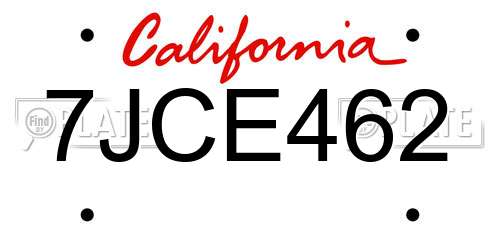 7JCE462 California License Plate