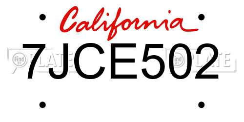 7JCE502 California License Plate