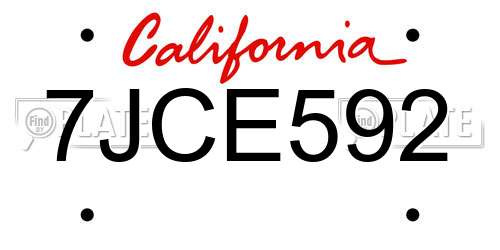 7JCE592 California License Plate