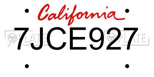 7JCE927 California License Plate