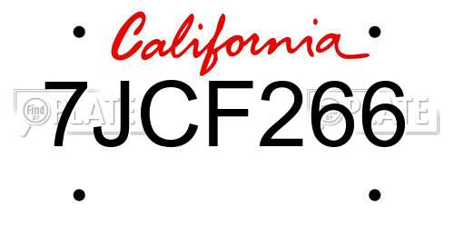 7JCF266 California License Plate