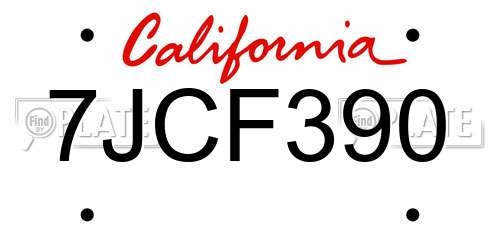 7JCF390 California License Plate