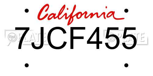 7JCF455 California License Plate