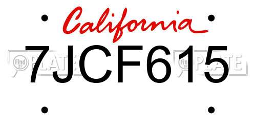7JCF615 California License Plate