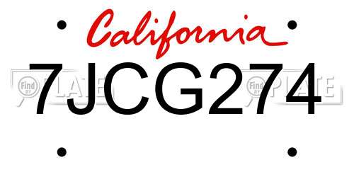 7JCG274 California License Plate