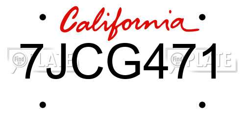 7JCG471 California License Plate