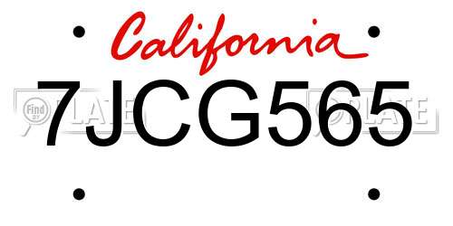 7JCG565 California License Plate