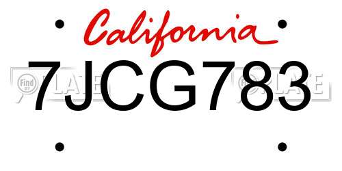7JCG783 California License Plate
