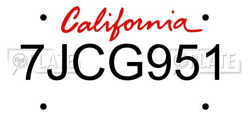 7JCG951 California License Plate