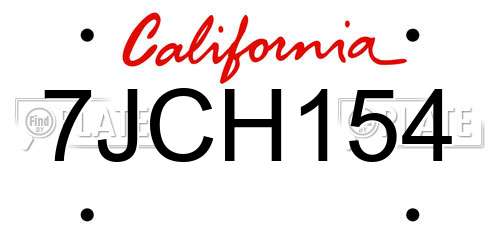 7JCH154 California License Plate