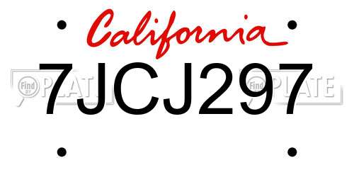 7JCJ297 California License Plate