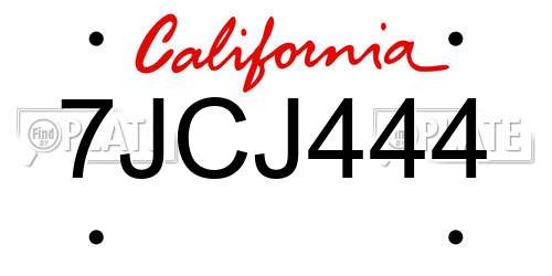 7JCJ444 California License Plate
