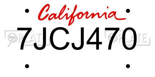 7JCJ470 California License Plate