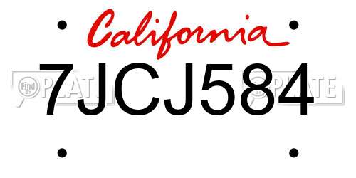 7JCJ584 California License Plate
