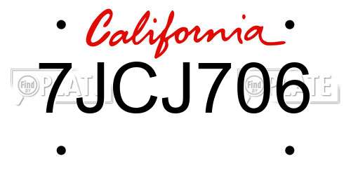 7JCJ706 California License Plate