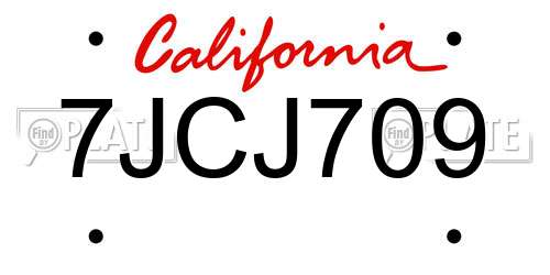7JCJ709 California License Plate