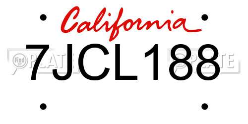 7JCL188 California License Plate