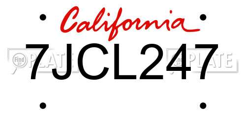 7JCL247 California License Plate
