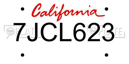 7JCL623 California License Plate