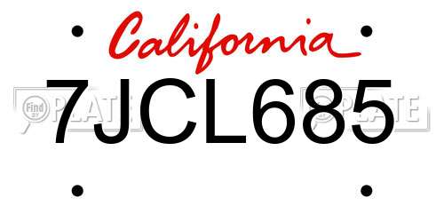 7JCL685 California License Plate