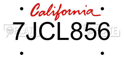 7JCL856 California License Plate