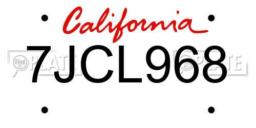 7JCL968 California License Plate