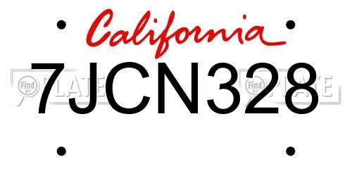 7JCN328 California License Plate