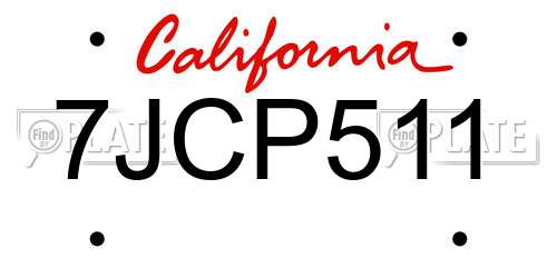 7JCP511 California License Plate