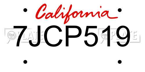 7JCP519 California License Plate