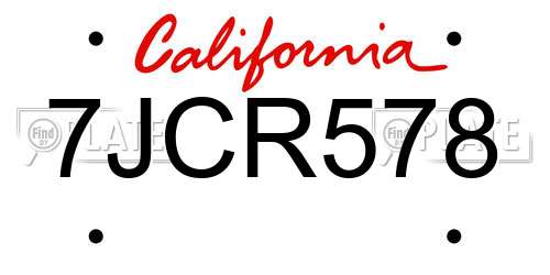 7JCR578 California License Plate