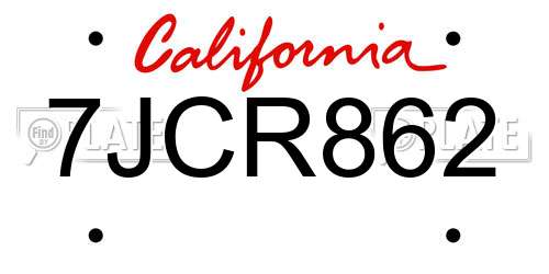 7JCR862 California License Plate