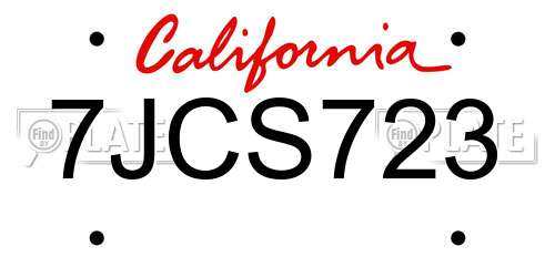 7JCS723 California License Plate
