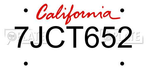 7JCT652 California License Plate