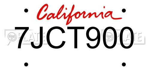 7JCT900 California License Plate