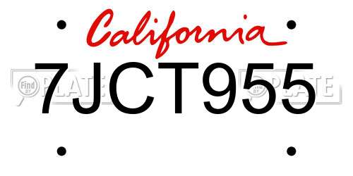 7JCT955 California License Plate