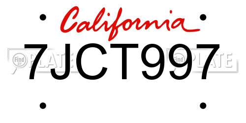 7JCT997 California License Plate