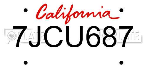 7JCU687 California License Plate