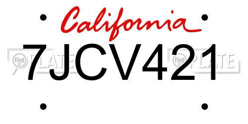 7JCV421 California License Plate