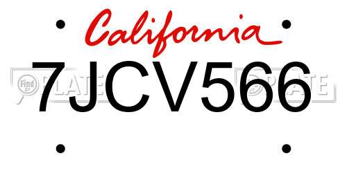 7JCV566 California License Plate