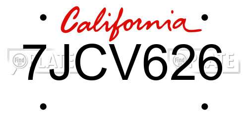 7JCV626 California License Plate