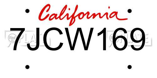 7JCW169 California License Plate
